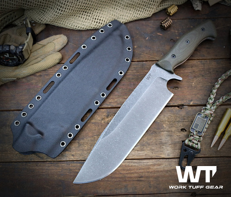 Work Tuff Gear Bear Claw Gen 2 / SKS51, Dark Washed, ODG Burlap Micarta 3