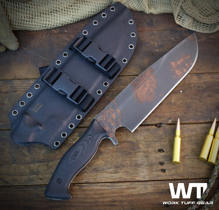 Work Tuff Gear Bear Claw Gen 2 / SKS51, Copper Washed, Black Burlap Canvas Micarta 2