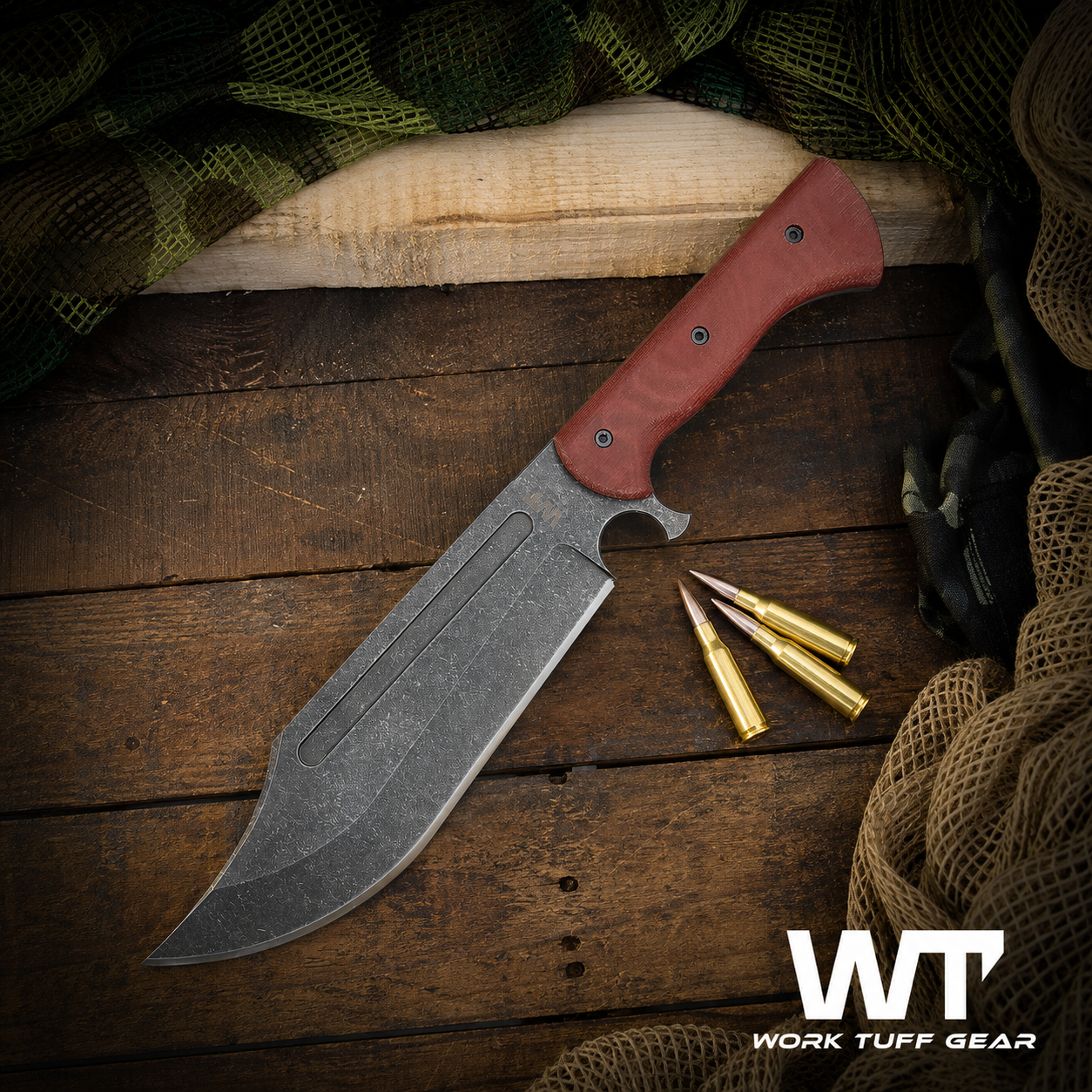 Work Tuff Gear V44X Dark washed, Canvas Micarta Grip Bowie Messer – knifeaddict