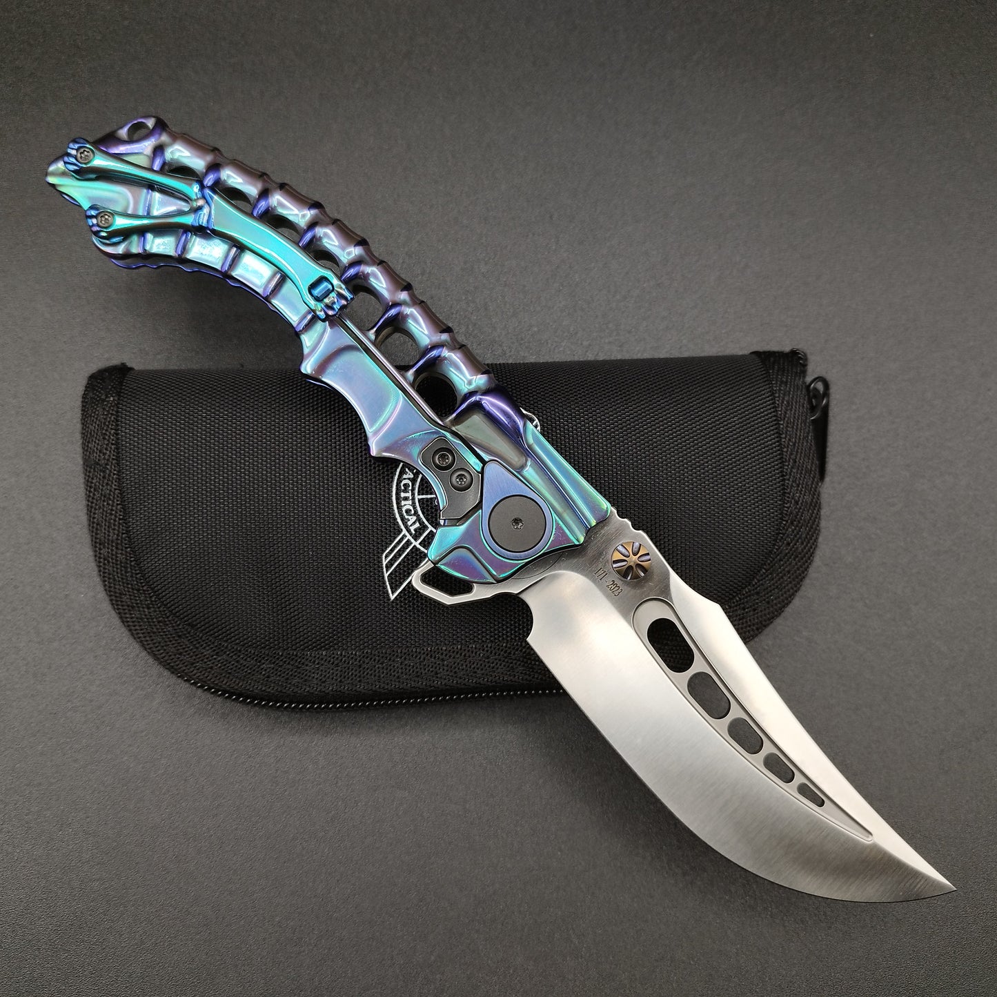 ADV Tactical Scavenger Integral Titanium Handle Purple and blue 2