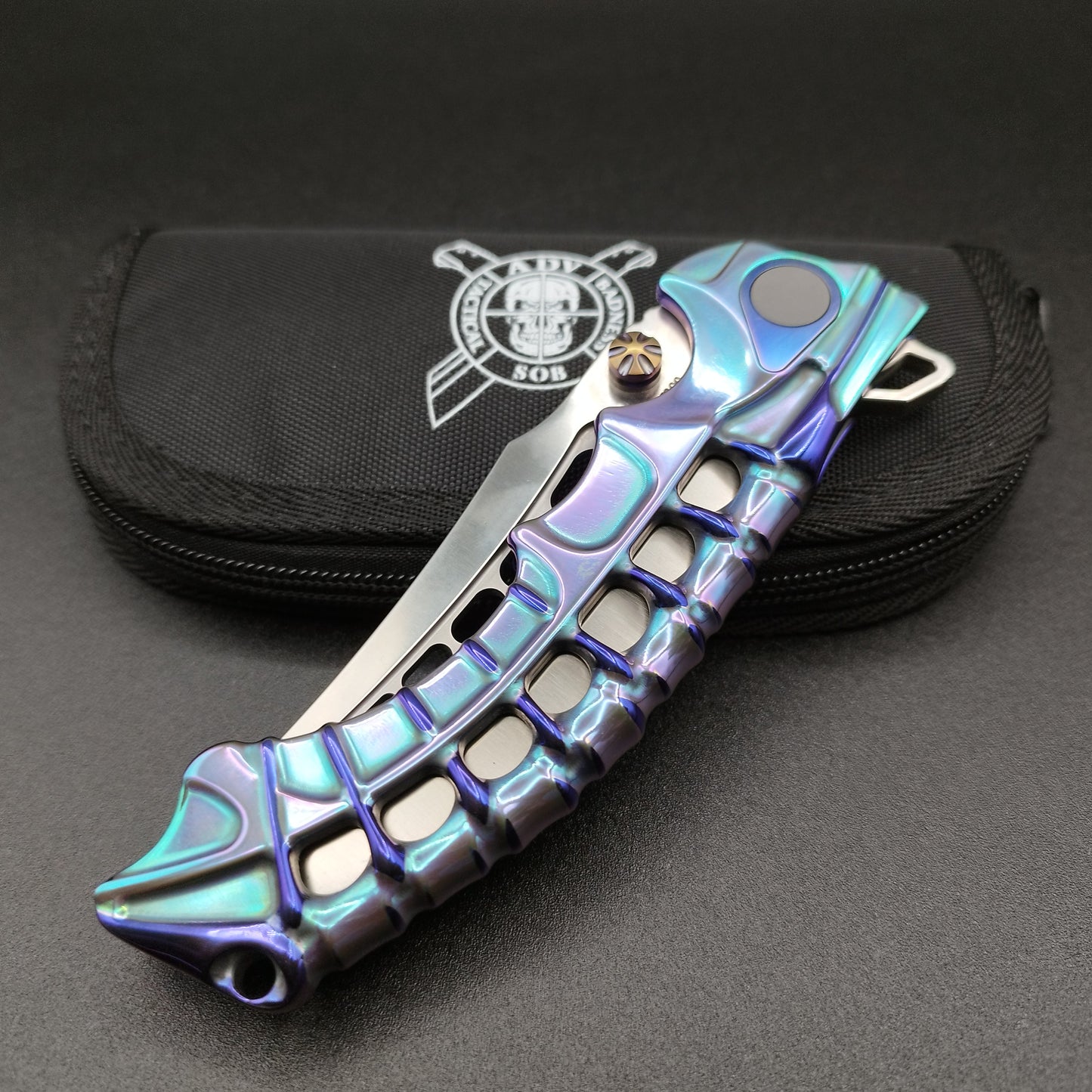 ADV Tactical Scavenger Integral Titanium Handle Purple and blue 3