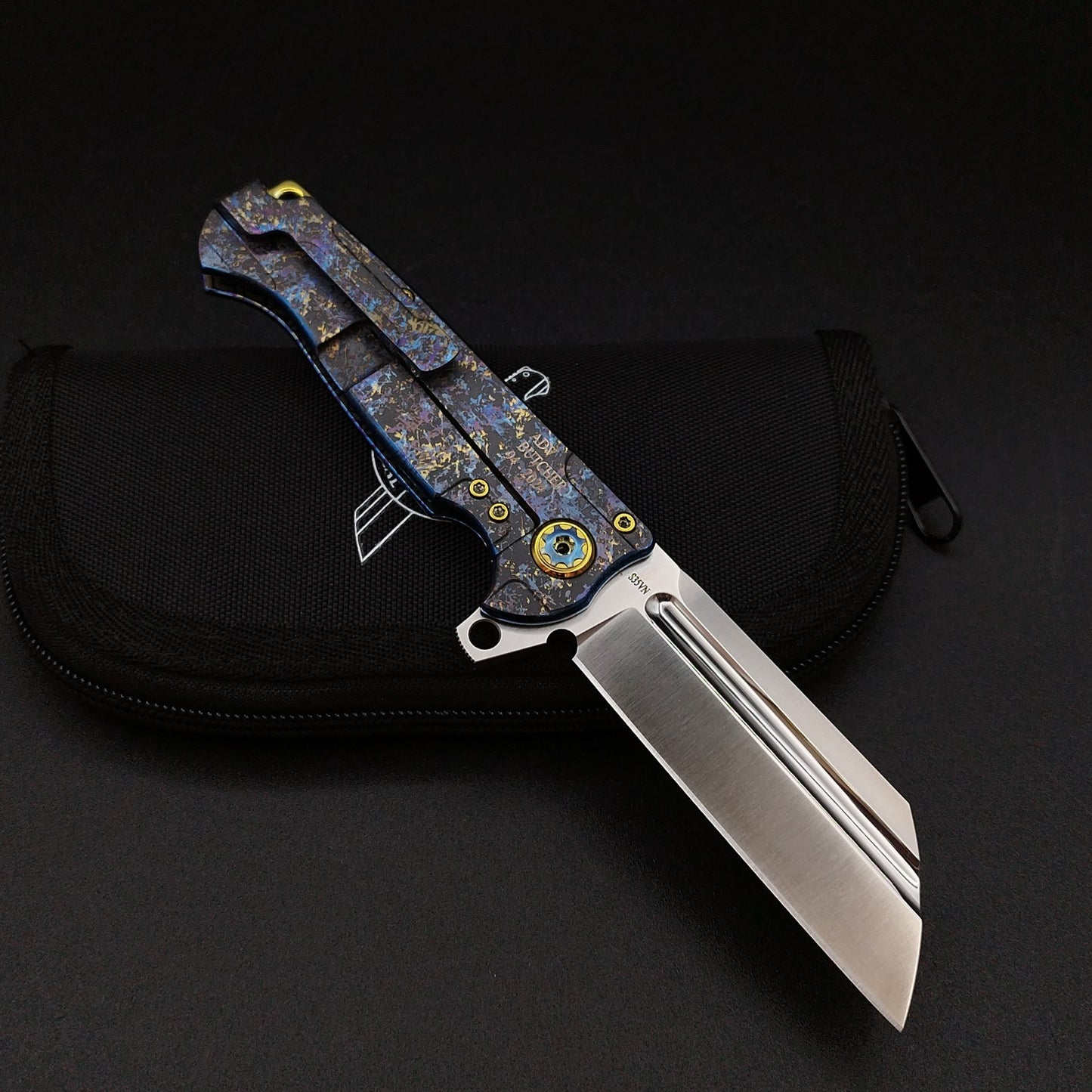 ADV Mini Butcher Titanium Dazzle Finish, Laser Art 2
