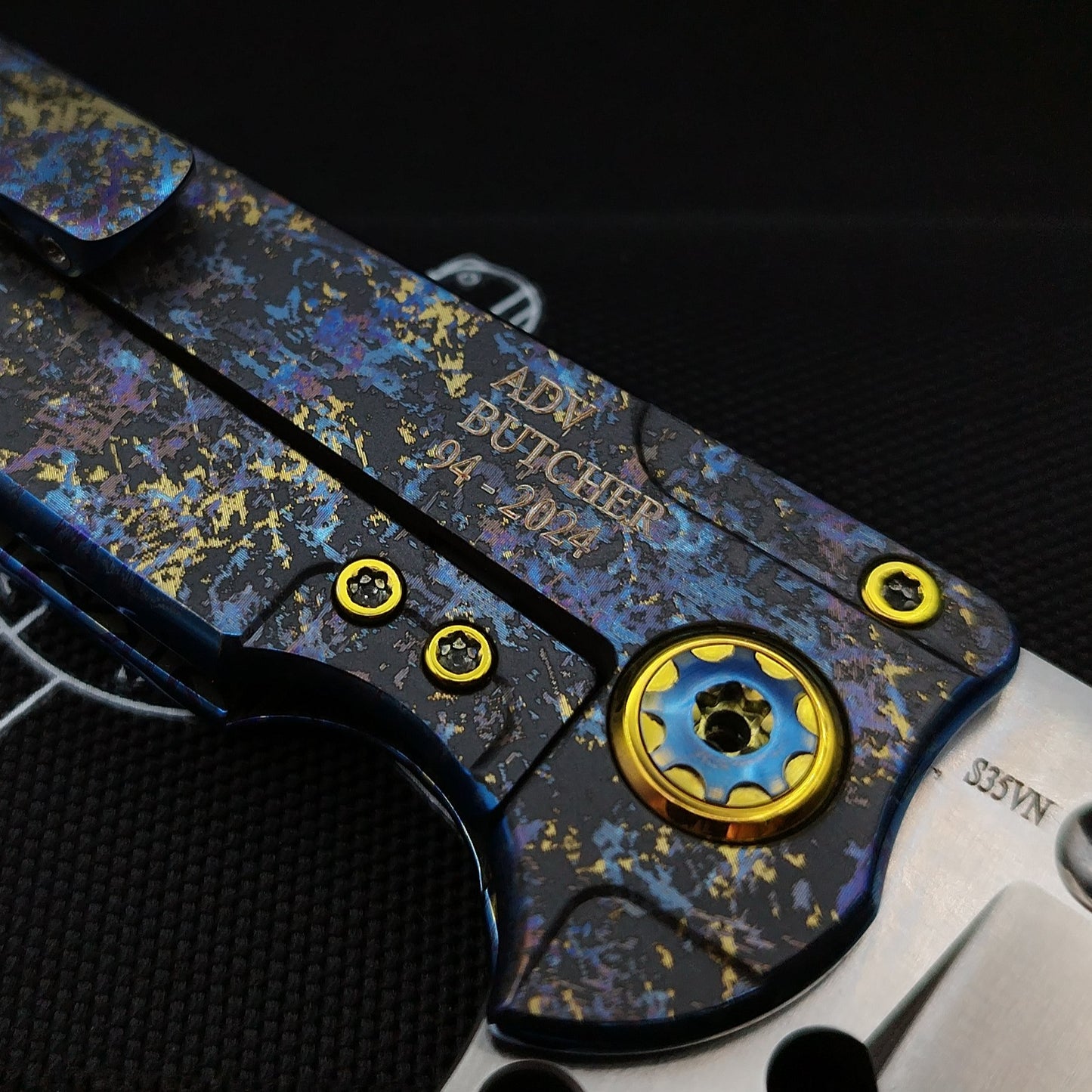 ADV Mini Butcher Titanium Dazzle Finish, Laser Art 3