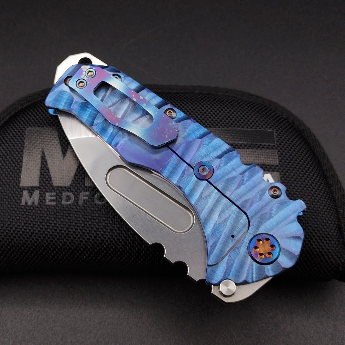 Medford Praetorian T, Tumbled Tanto, Blue Twisted Predator 5