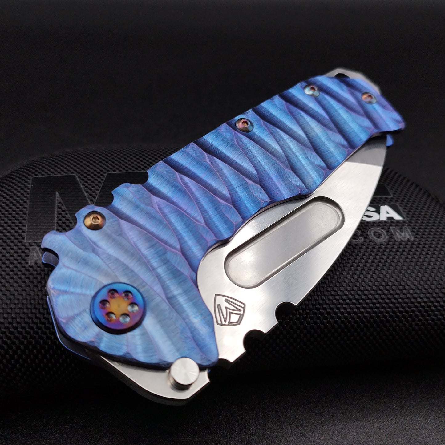 Medford Praetorian T, Tumbled Tanto, Blue Twisted Predator 6