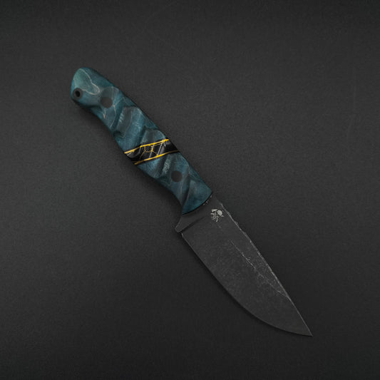 Sea Sick Blades Fieldcraft Maple Burl, Gold Webbed Onyx 80CrV2 1