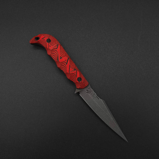 Half Face Blades Senator Red and black layered G10, stonewashed 1