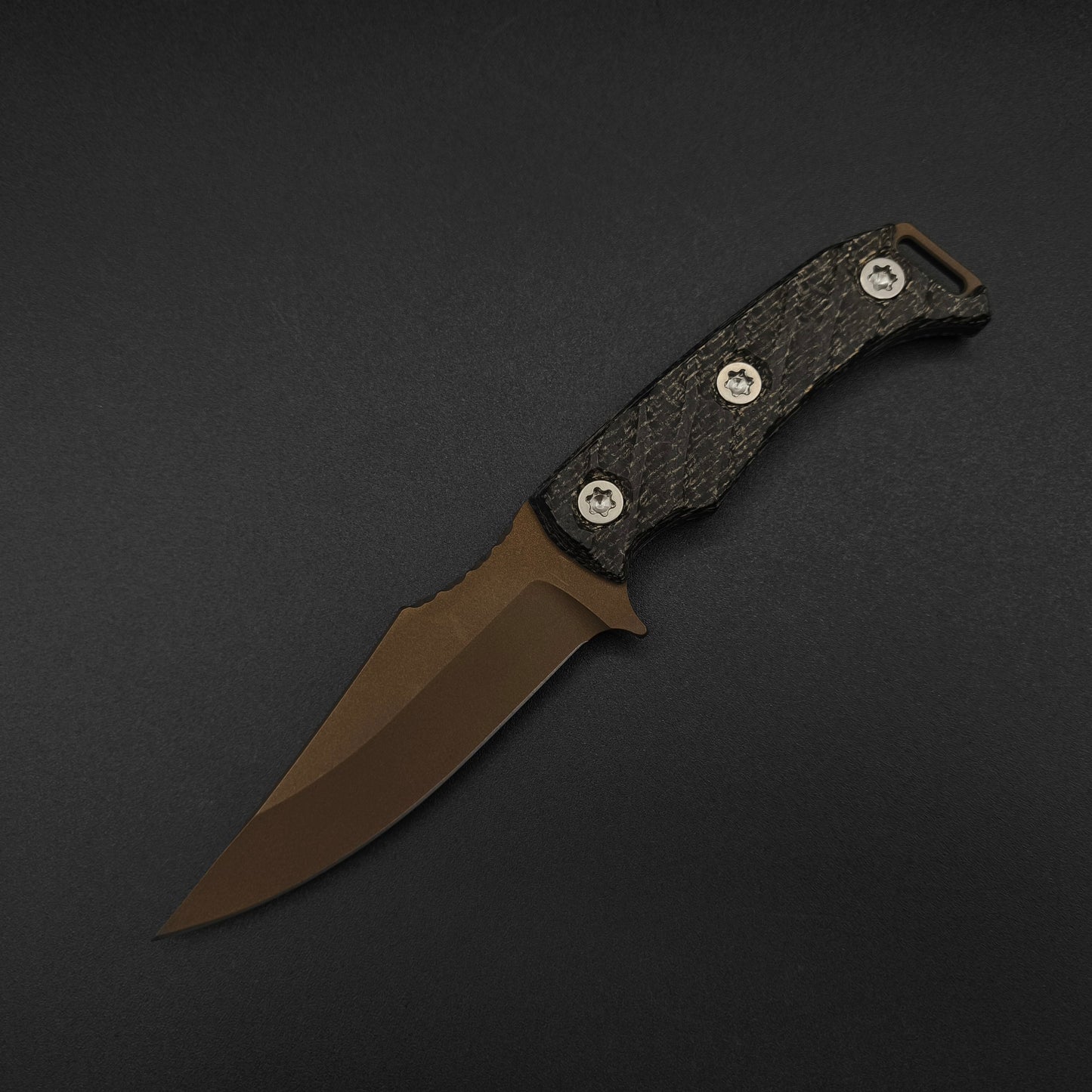 Half Face Blades Tosahwi Black Burlap Micarta, Midnight Bronze 2