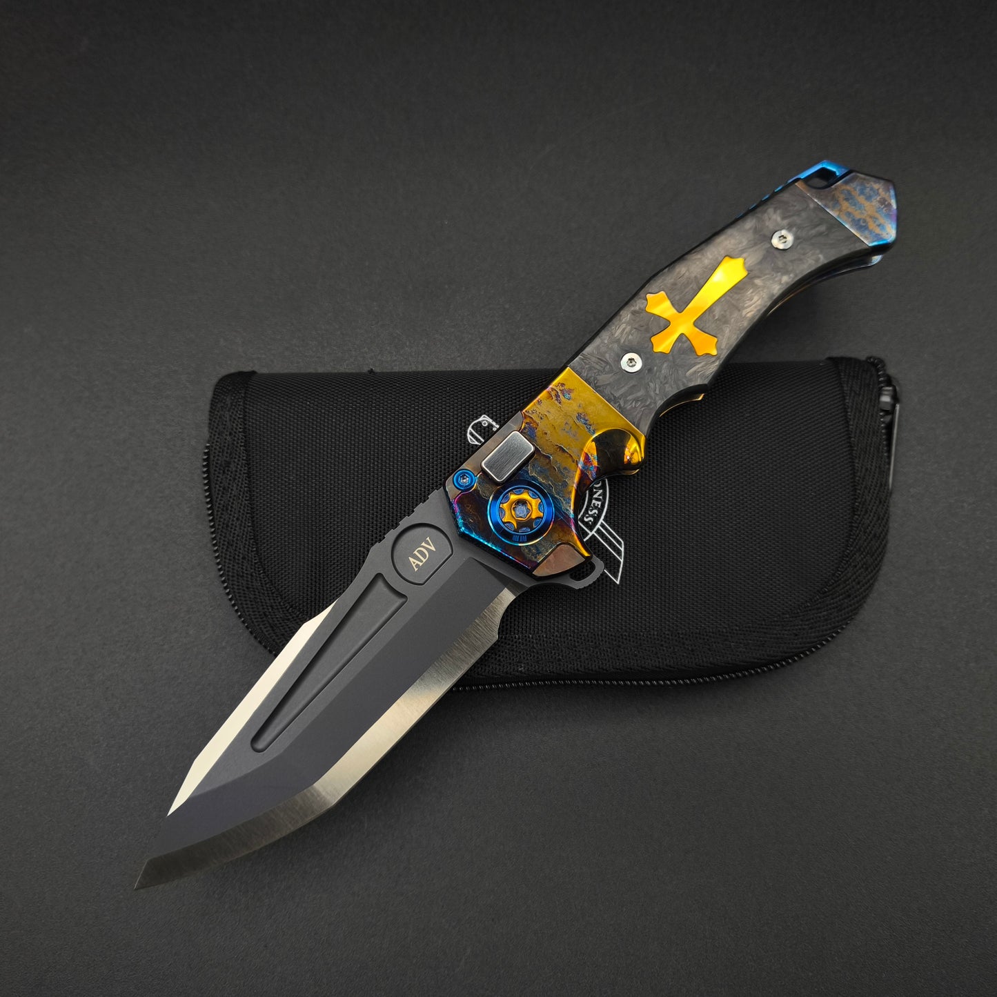 ADV Ronin Acid Rain, Carbon Fiber with Orange Cross, M390