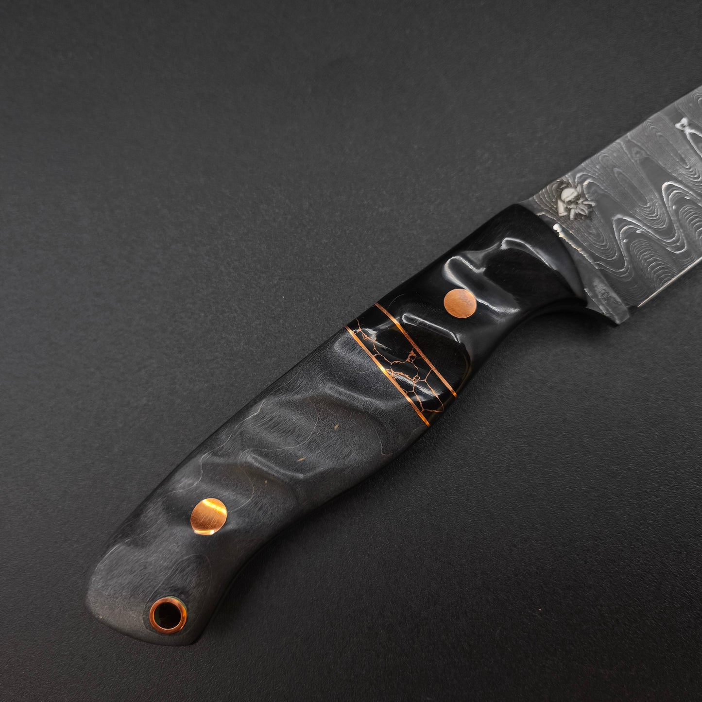 Sea Sick Blades Fieldcraft Damascus, Buffalo Horn, Curly Maple 4