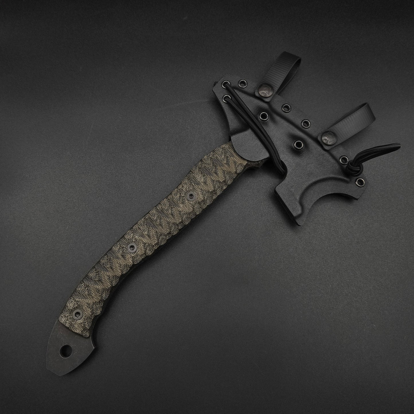 Half Face Blades Crescent Hawk Black and OD Green Canvas Micarta