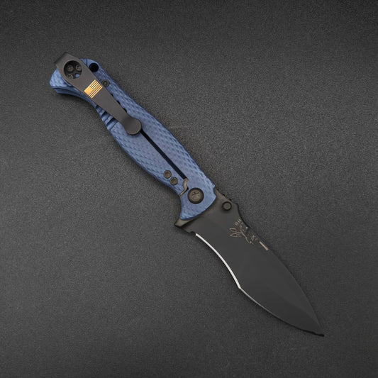Half Face Blades Extremis Folder Anodized Blue Titanium Scales