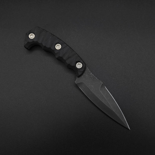 Half Face Blades HUMINT 4" Black G10, stonewashed 1
