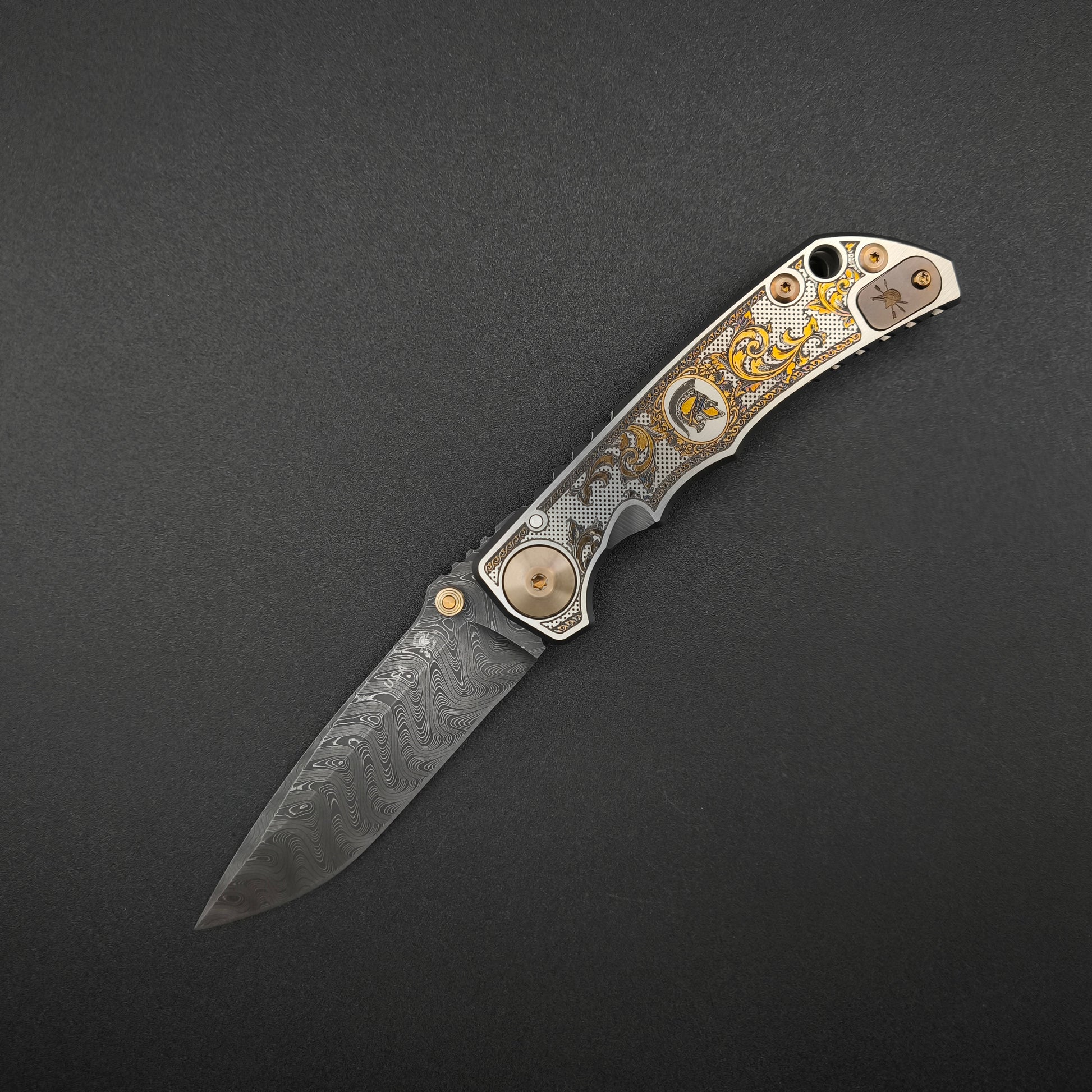Spartan Blades Harsey Folder SF5 Custom Chad Nichols Damascus Flourishes 1