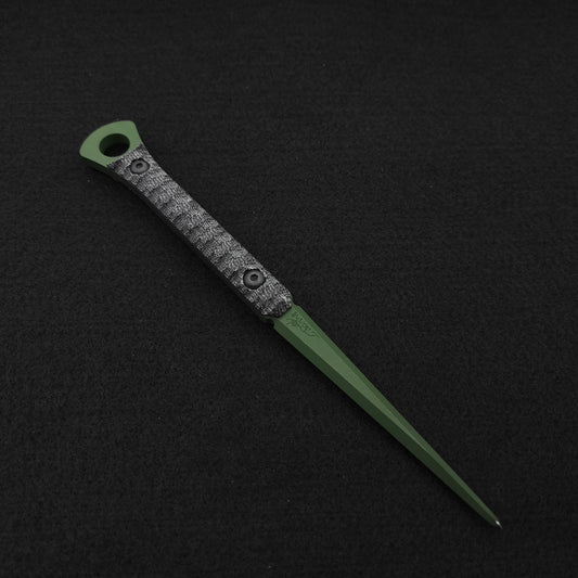 Half Face Blades Cardiac Spike Black Canvas Micarta, Highland Green Cerakote 1