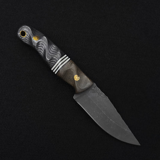 Half Face Blades Feather Light OD Green Canvas Micarta, Silver Dragon Strike Carbon 1