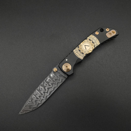 Spartan Blades Harsey Folder SF5 Custom Chad Nichols Damascus Gold Shield 1