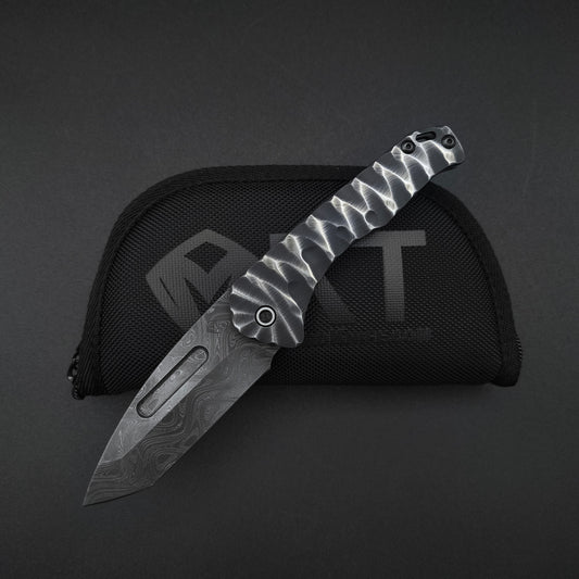 Medford Praetorian Slim Chad Nichols Damascus Tanto, Black and Silver Predator 1