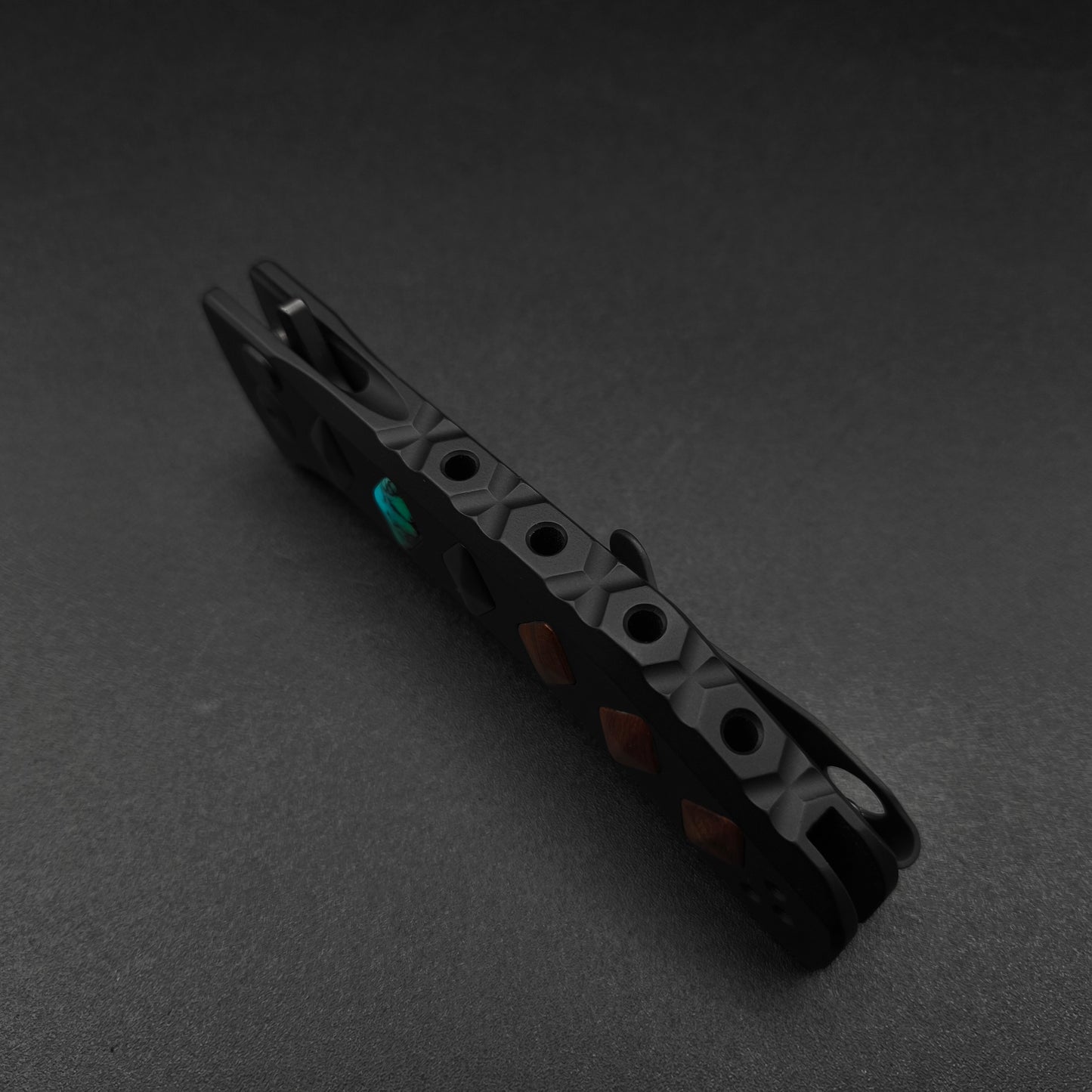 Half Face Blades Custom Kwaiken Folder Bison's Horn, Turquoise 5