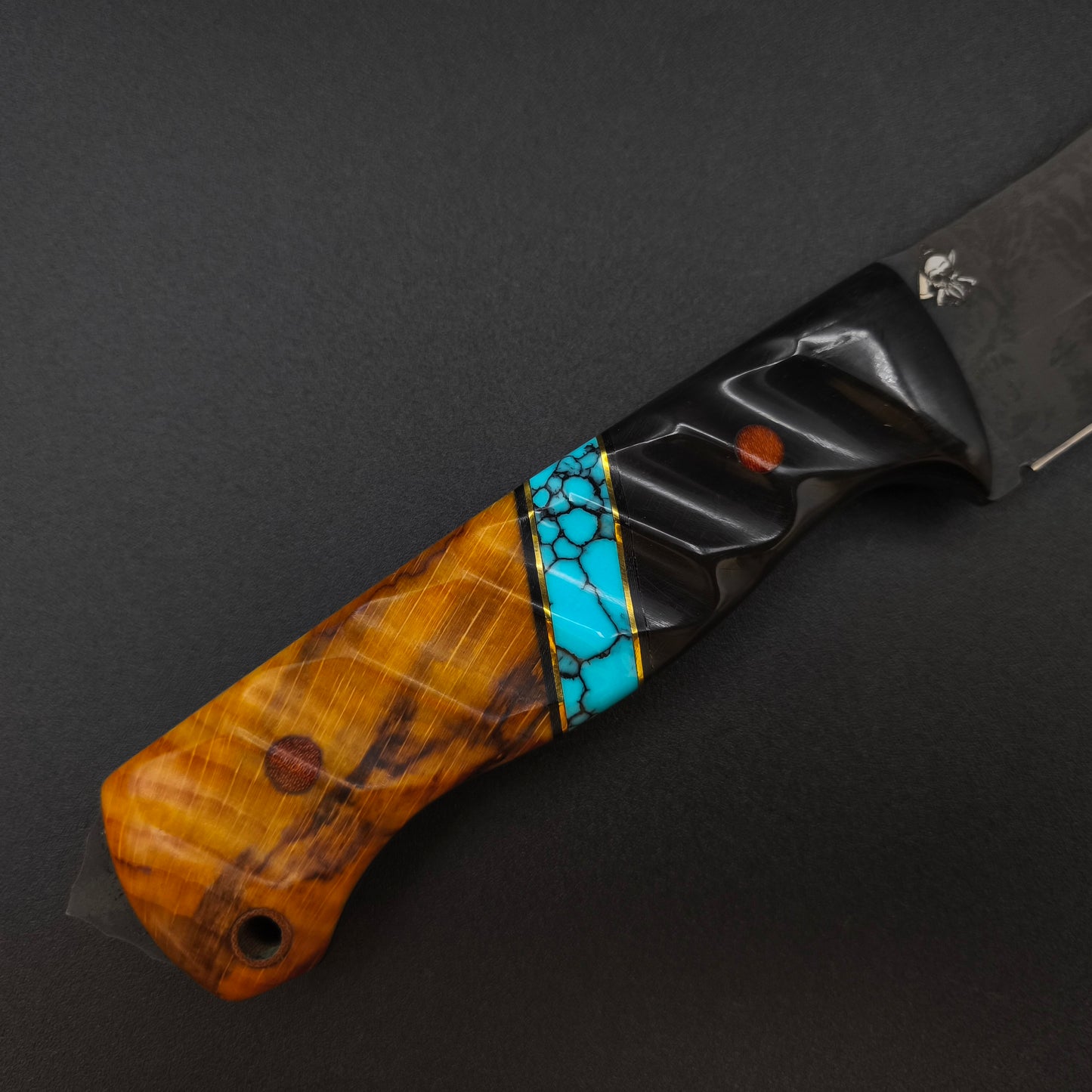 Sea Sick Blades Bowie, Buffalo Horn, Turquoise, Mahogany 80CrV2 3