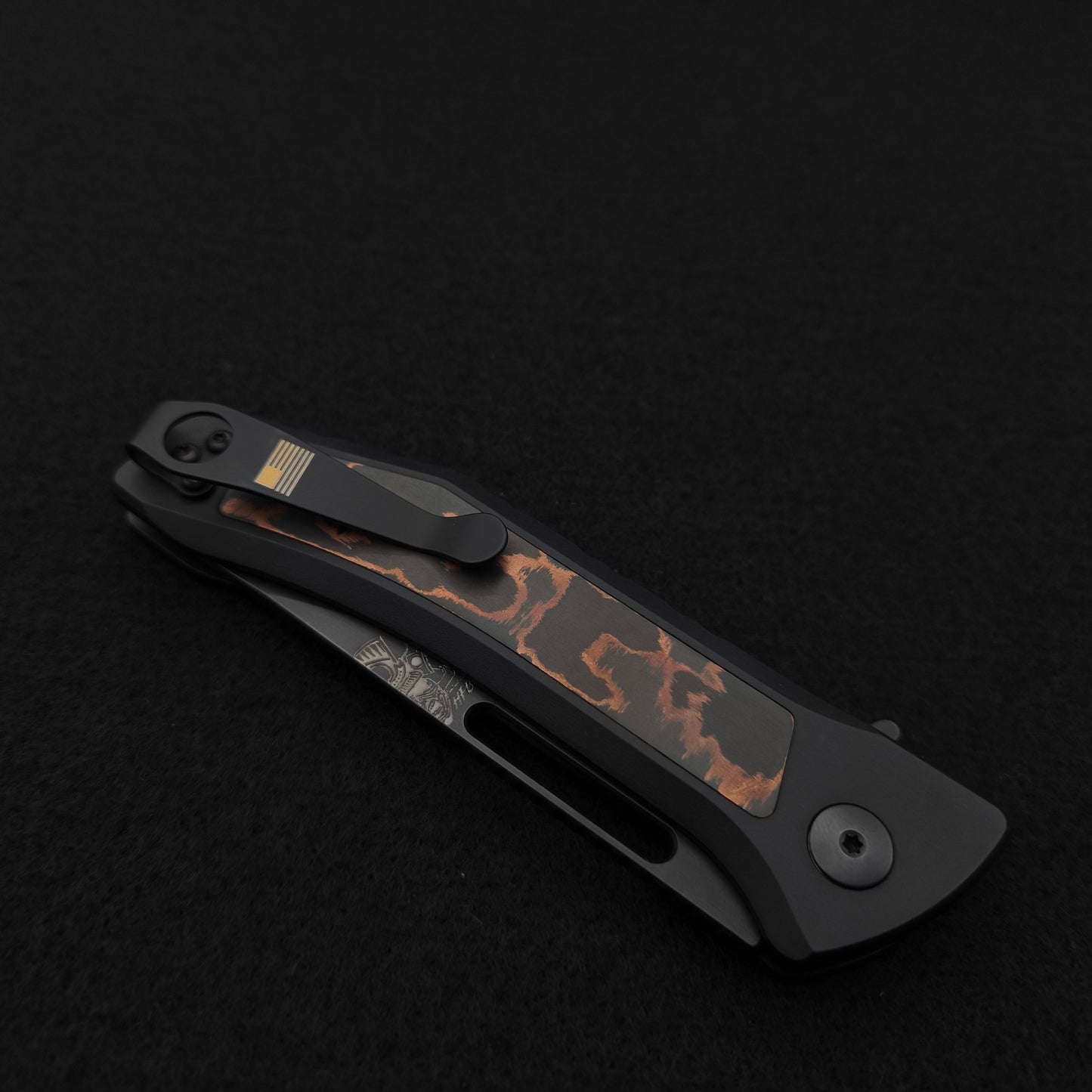 Half Face Blades Custom Kwaiken Folder Copper Camo Carbon Fiber 5