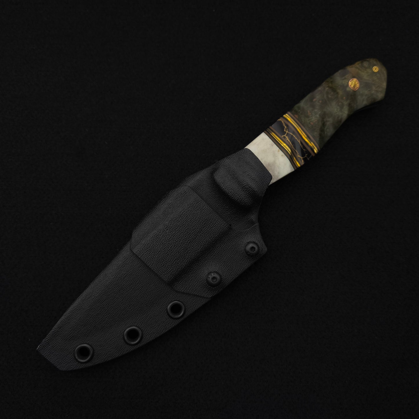 Half Face Blades Field Knife Elk Antler, Dyed Black Ash 5