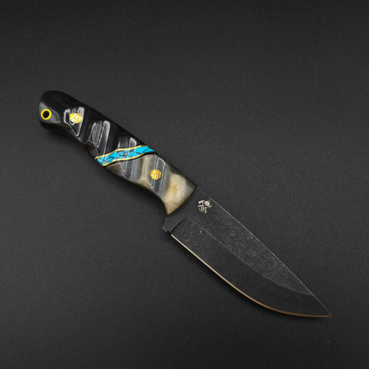 Sea Sick Blades Fieldcraft Magnacut, Rams Horn, Turquoise, Buffalo Horn 1