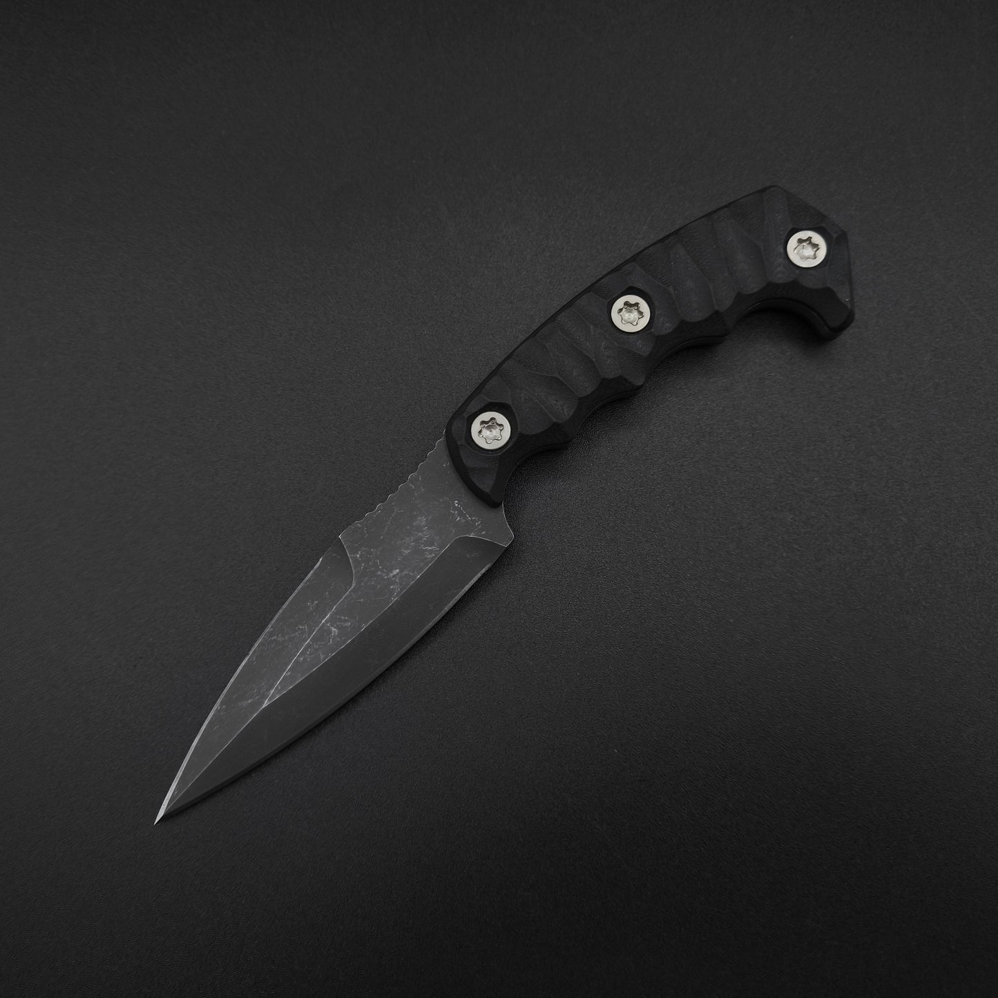 Half Face Blades HUMINT 4" Black G10, stonewashed 2