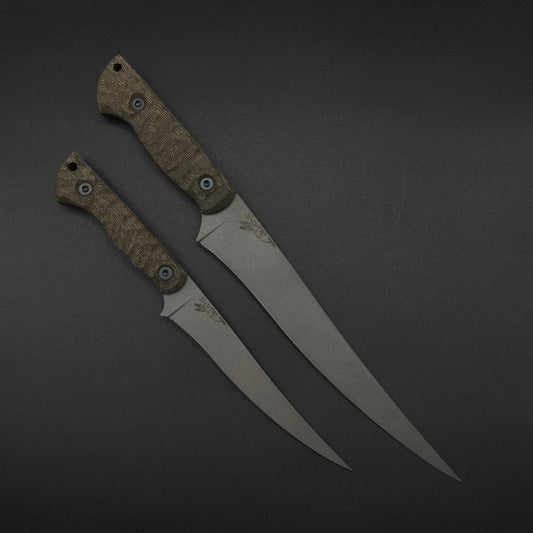 Half Face Blades Large Filet & Filet Jr Set - OD Green Canvas Micarta 1