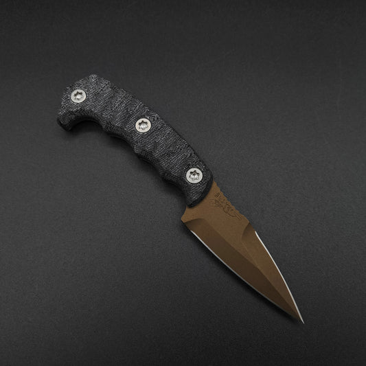 Half Face Blades HUMINT 3" Black Canvas Micarta, Midnight Bronze 1