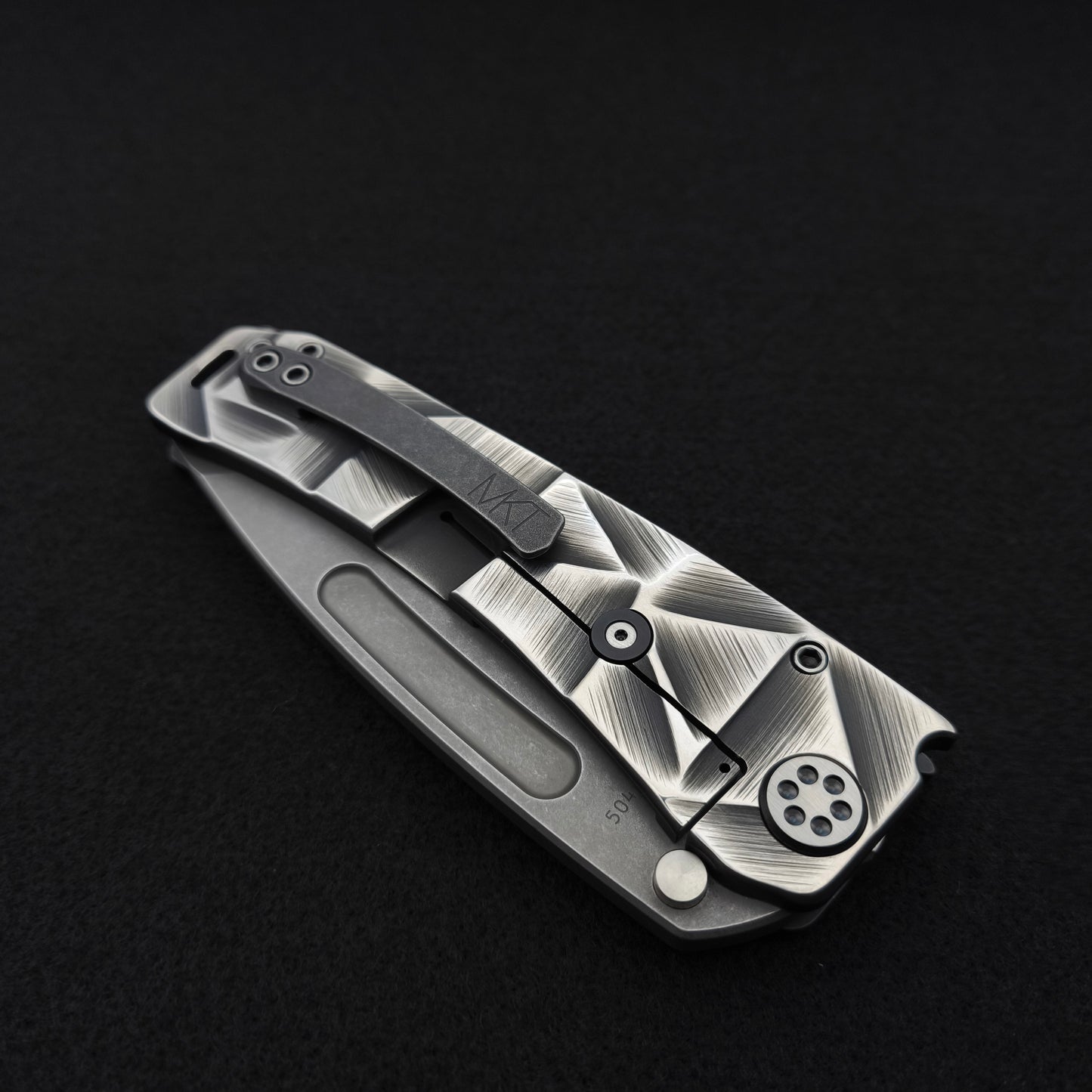 Medford Marauder, Full Size, Acid Distressed Tanto, Black and Silver Stained Glass