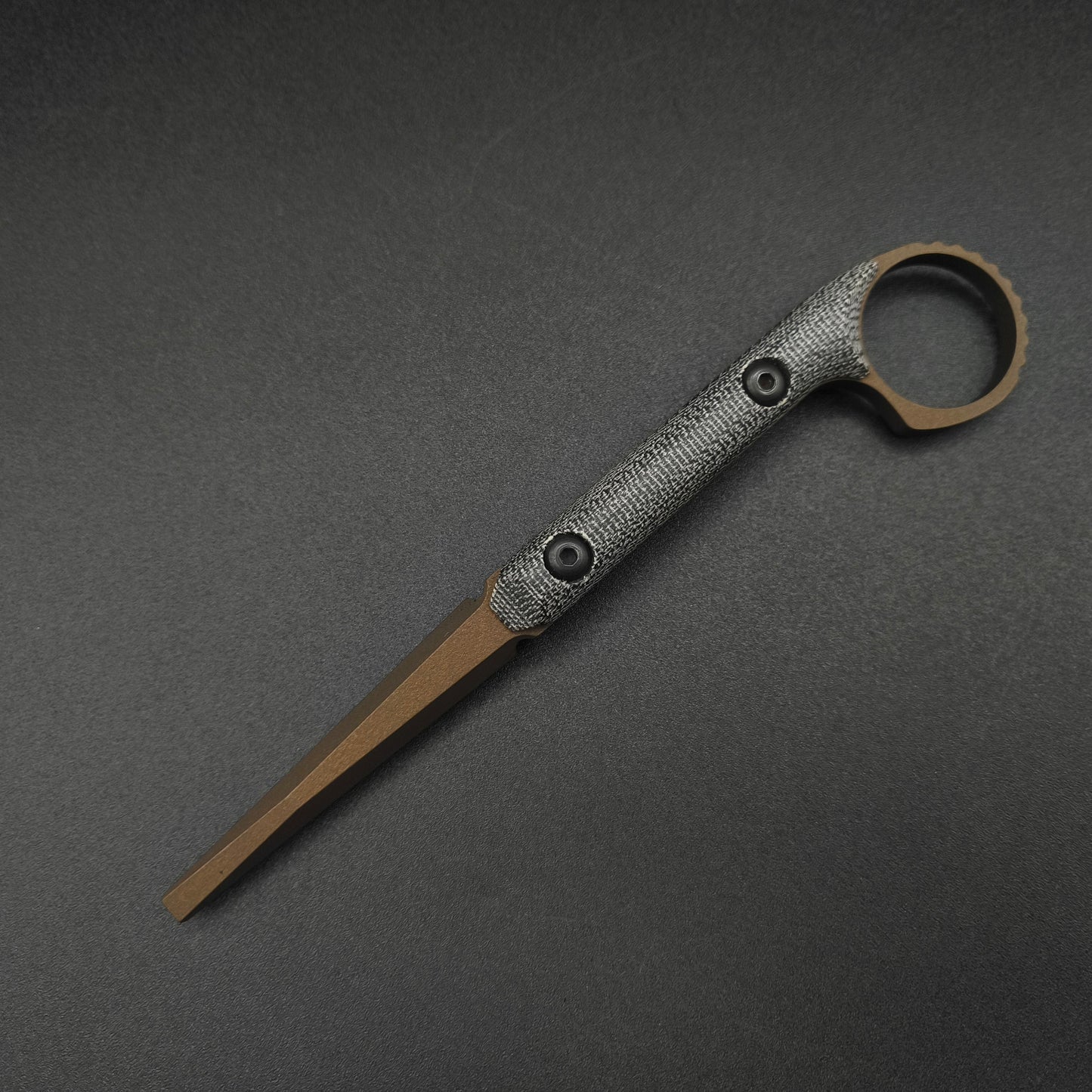 Half Face Blades Ring Flathead Black Canvas Micarta, Midnight Bronze 2