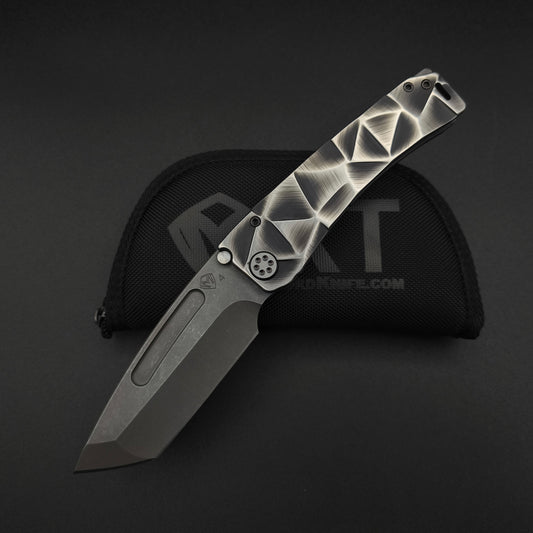 Medford Marauder, Full Size, Acid Distressed Tanto, Black and Silver Stained Glass 1