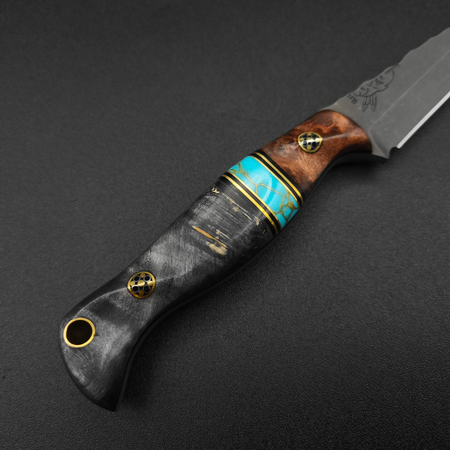 Half Face Blades Congressman, Redwood Burl, Turquoise, dyed Buckeye 3