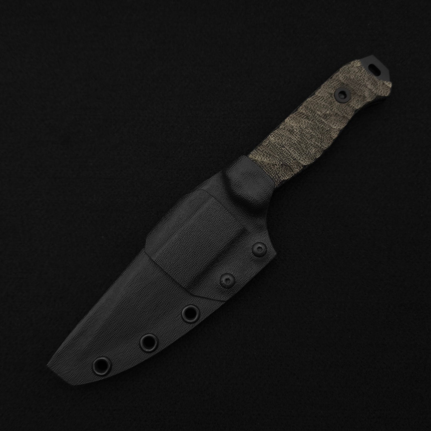 Half Face Blades Field Knife Black Canvas Micarta, Armor Black 4