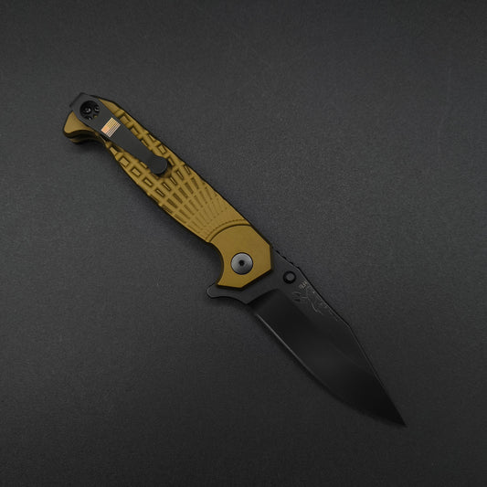 Half Face Blades Crow Folder, Anodized OD Green frame, nitride black blade 1