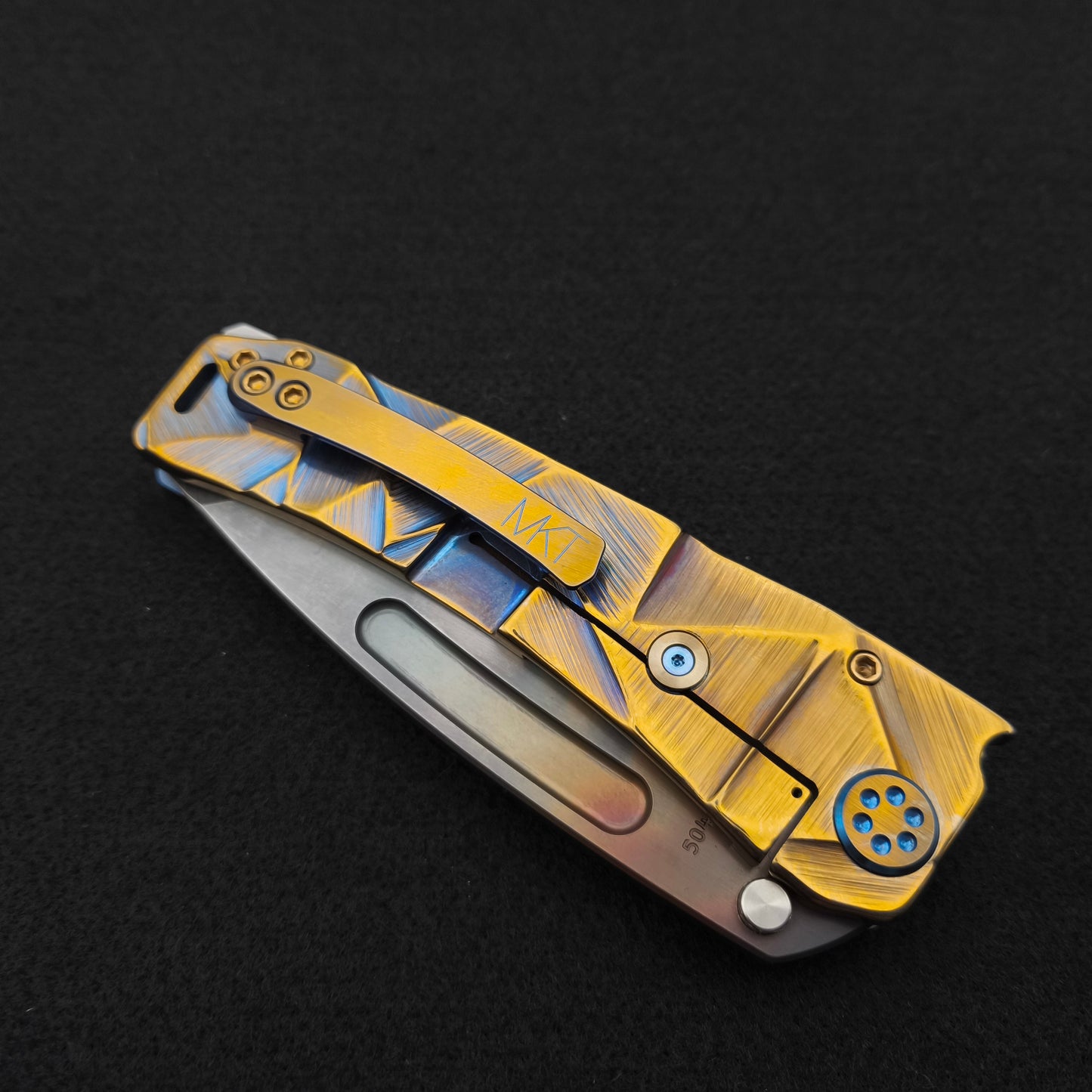 Medford Marauder, Full Size, Vulcan Tanto, Light Blue Bronze Stained Glass 4