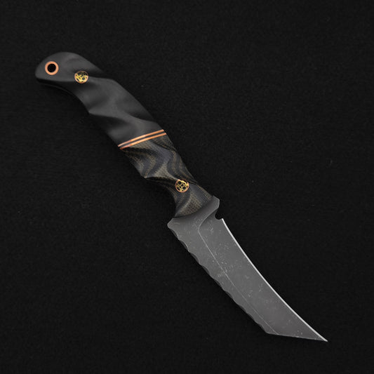 Half Face Blades Draugr OD Green and Black Layered Canvas Micarta, African Blackwood 1