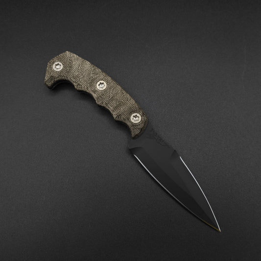 Half Face Blades HUMINT 4" OD Green Canvas Micarta, Armor Black 1