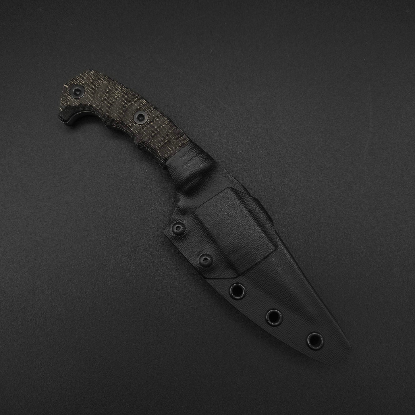 Half Face Blades HUMINT 4" Black Burlap Micarta, stonewashed 3