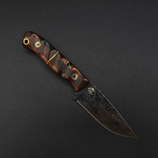 Sea Sick Blades Micro Fieldcraft Damascus Hawaiian Curly Koa 1