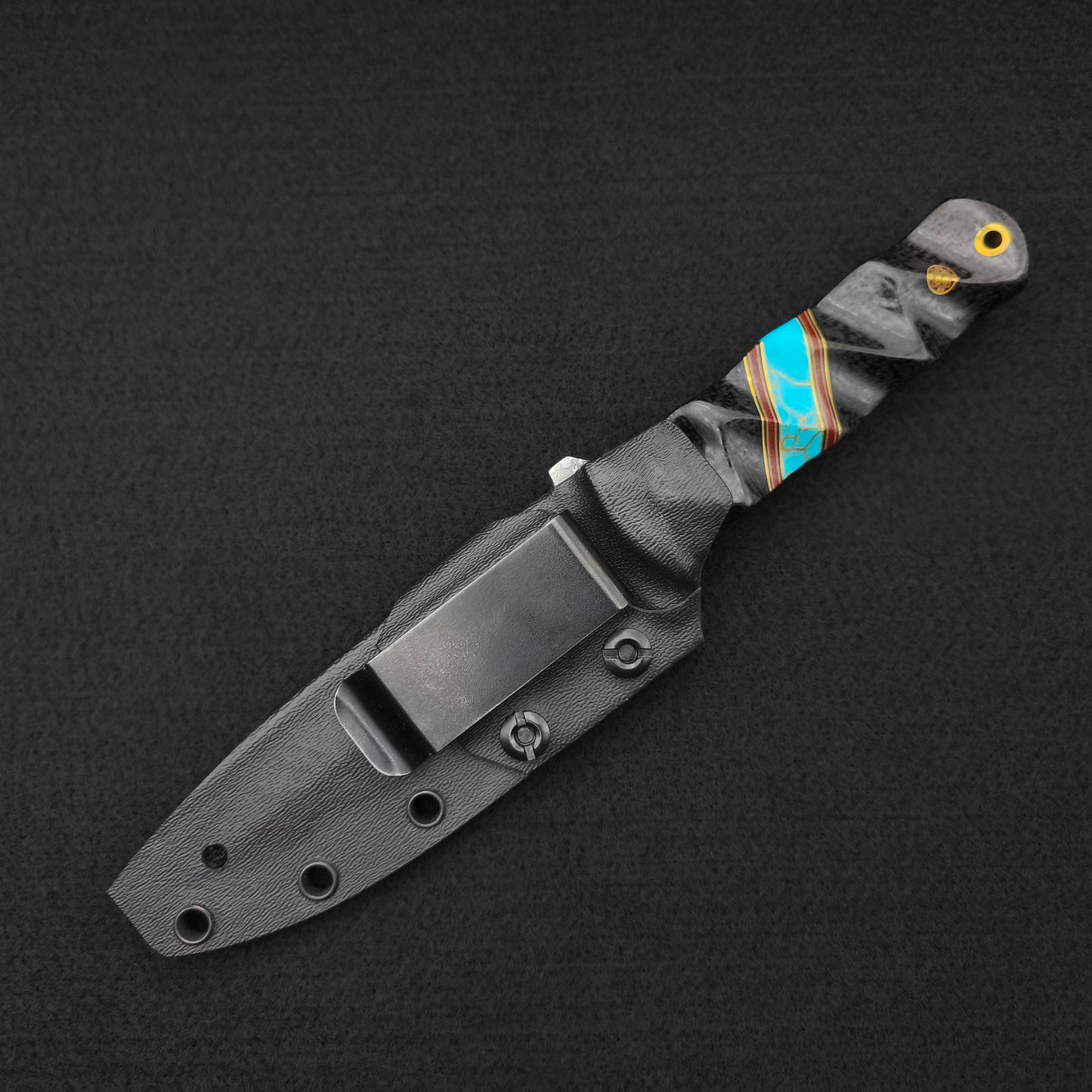 Half Face Blades Combat Dagger Black Burlap Micarta, Turquoise 6