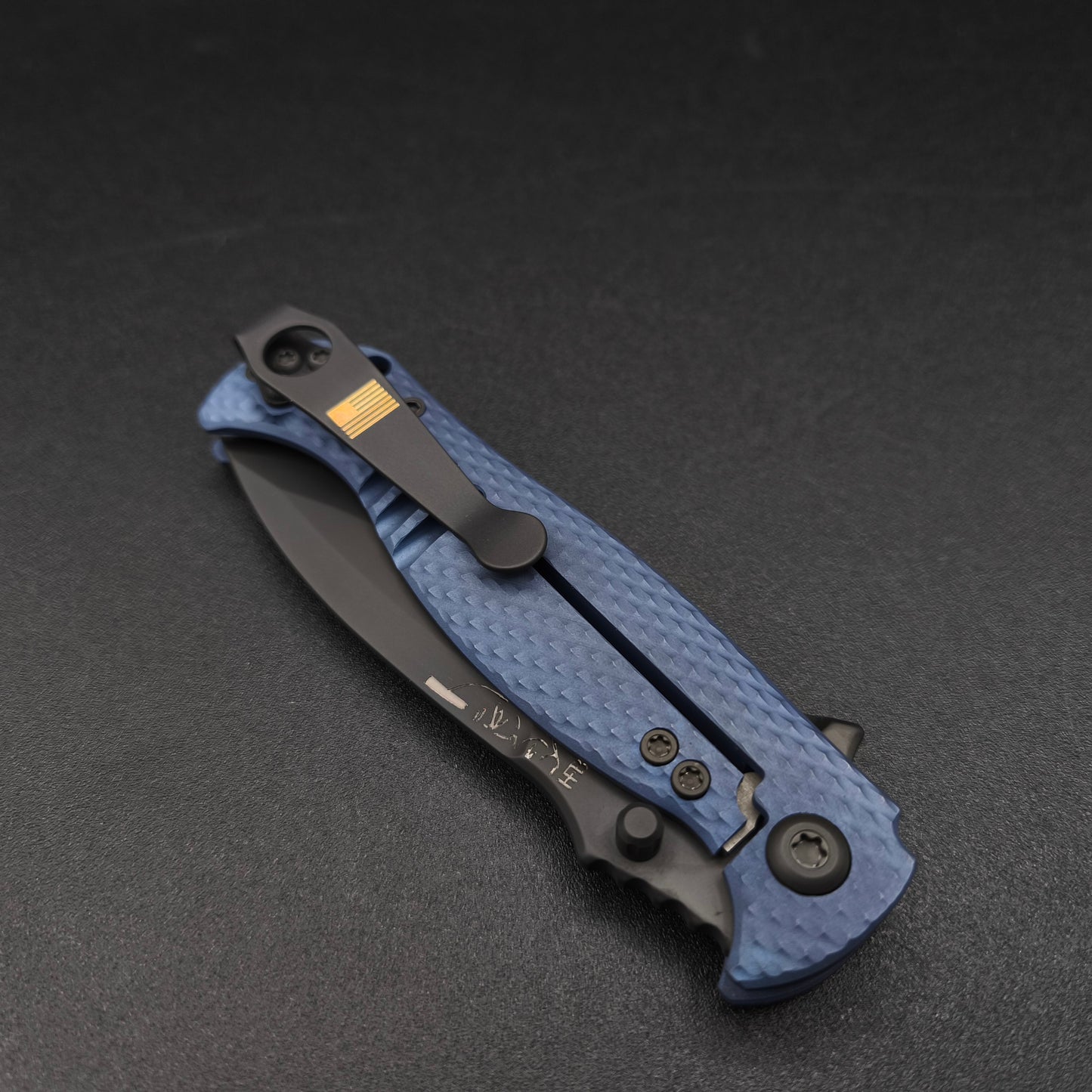 Half Face Blades Extremis Folder Anodized Blue Titanium Scales