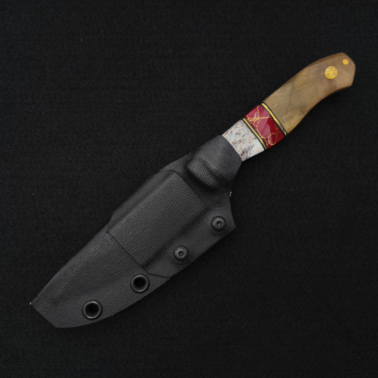 Half Face Blades Field Knife Jr Elk Antler, Buckeye Burl 5