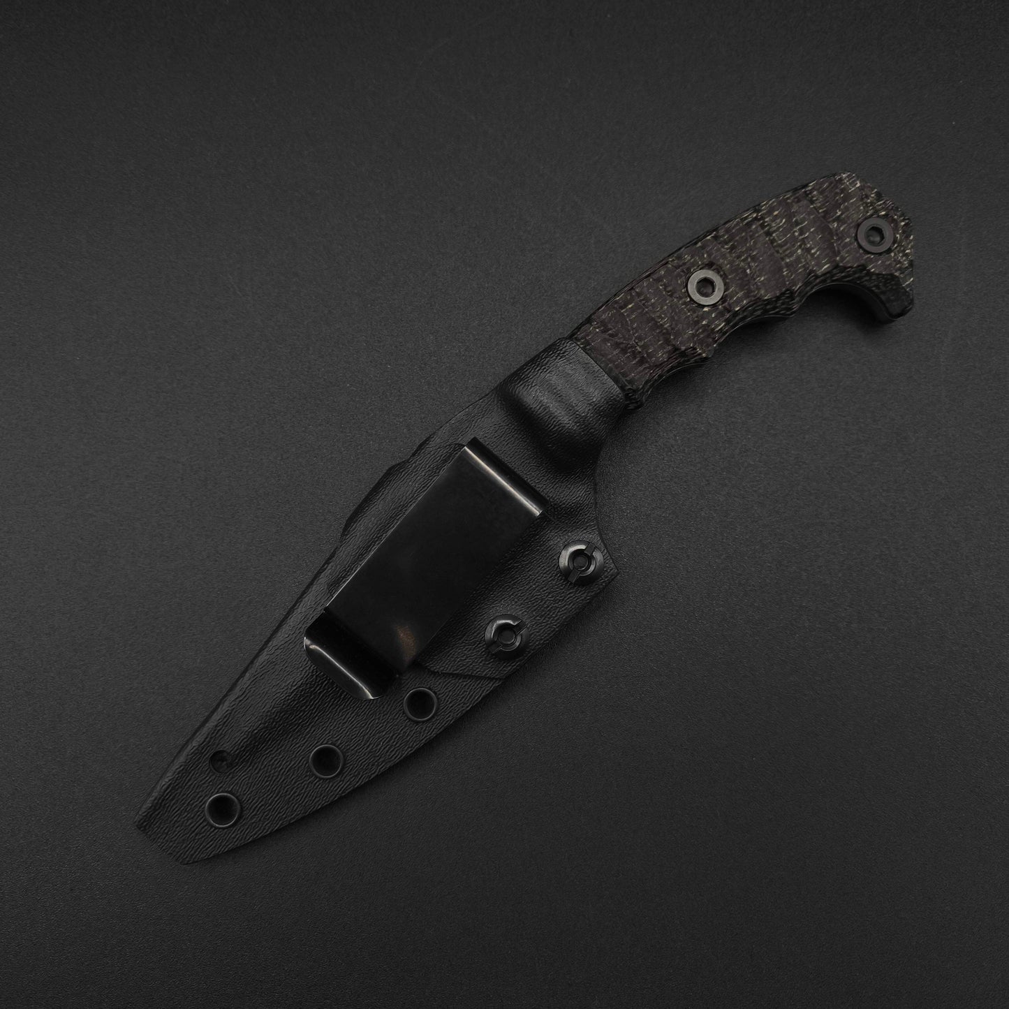 Half Face Blades HUMINT 4" Black Burlap Micarta, stonewashed 4