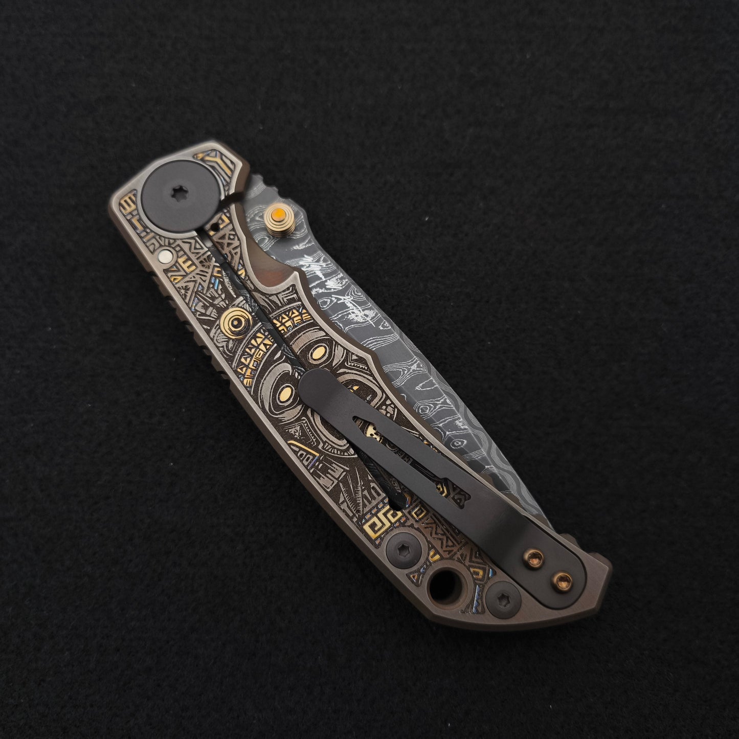 Spartan Blades Harsey Folder SF5 Custom Chad Nichols Damascus Aztec Special Edition 5