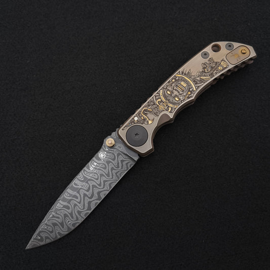 Spartan Blades Harsey Folder SF5 Custom Chad Nichols Damascus Aztec Special Edition 1