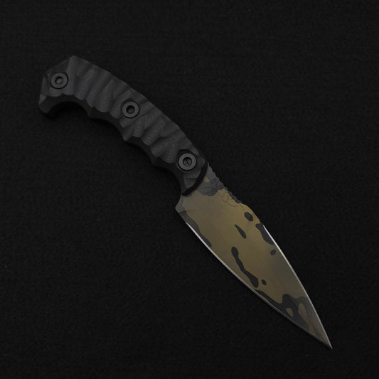 Half Face Blades HUMINT 4" Black G10, Black Muti-Cam Cerakote 1