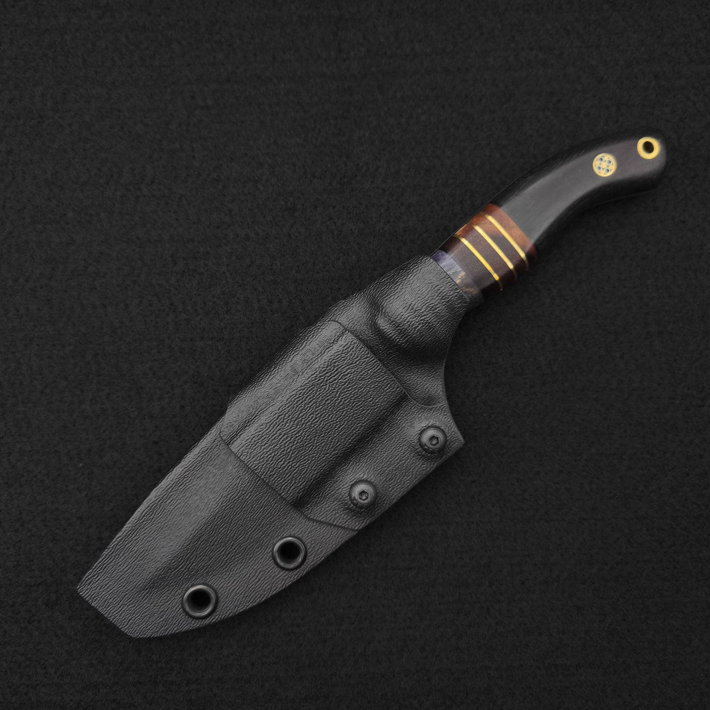 Half Face Blades Widow Maker JR, Dyed Maple, Hawaiian Curly Koa and Brass Split 6