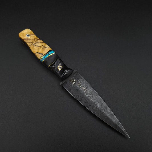 Sea Sick Blades Sea Sykes Damascus, Turquoise, Buffalo horn, Mahogany 1